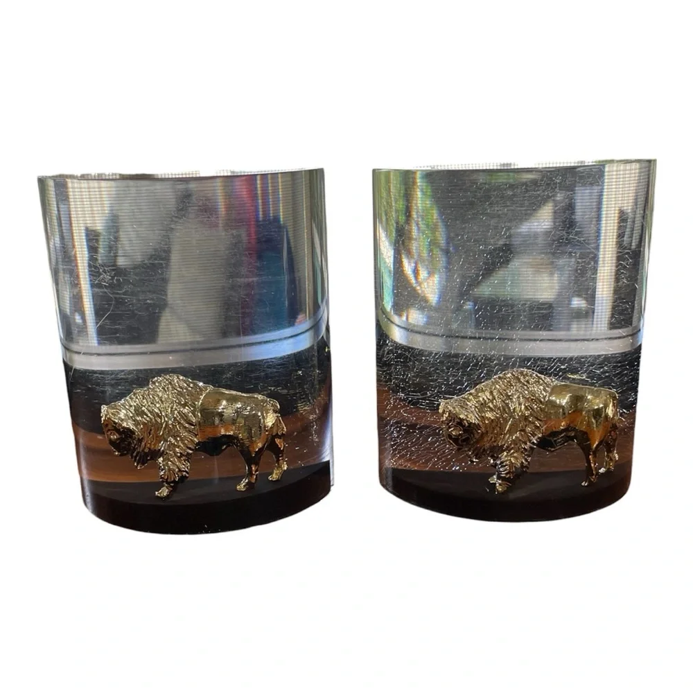 Golden Buffalo Bookends